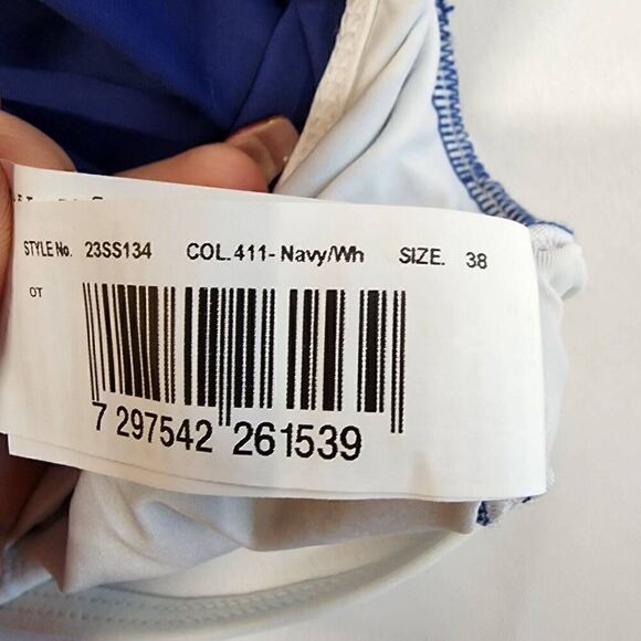 Gottex Size 6 Women's Sail To Sunset Square Neck One Piece Swimsuit Navy - Picture 6 of 9